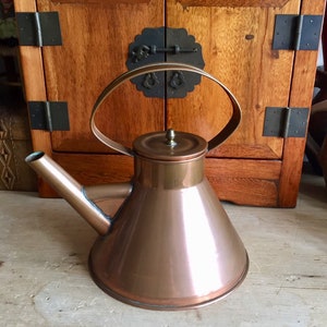 Antique Copper SHIP&#39;S KETTLE Hand Made Copper Kettle Nautical / Coastal Decor Decorative Copper Kettle Antique Copper Decor
