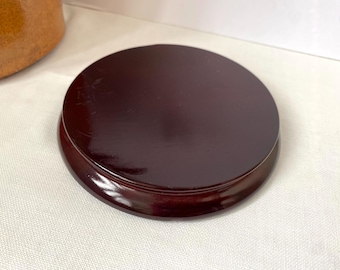 Vintage ORIENTAL Style Hardwood Display Stand for Lamp Vase Glass Dome Glossy Finish Round Wooden Stand Asian Décor Plinth 5 1/4"