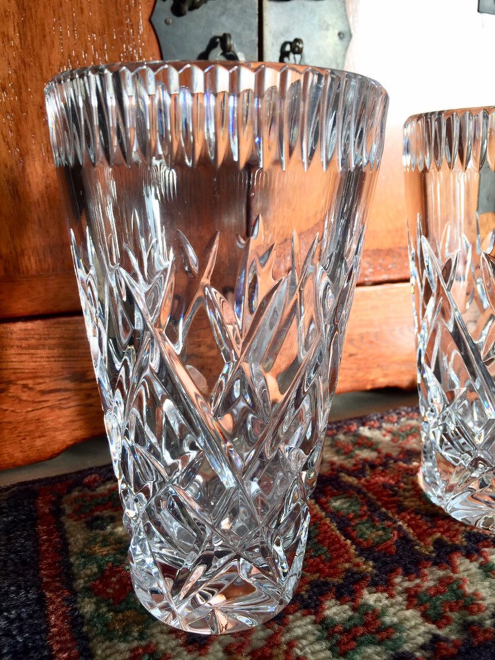 ONE Vintage LEAD CRYSTAL Glass Vase Compact Glass Vase Cut Glass Vase ...
