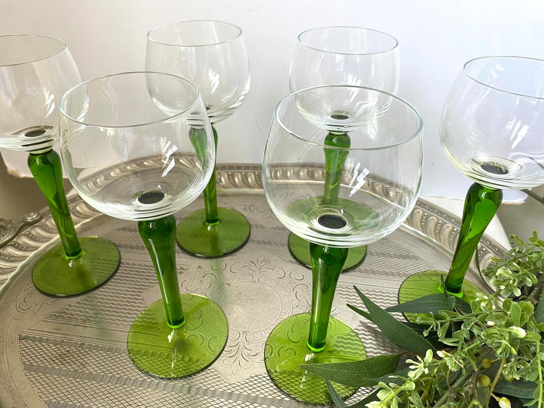 RETRO WINE Glasses Set of 6 Vintage Hock Glasses White Wine Etsy