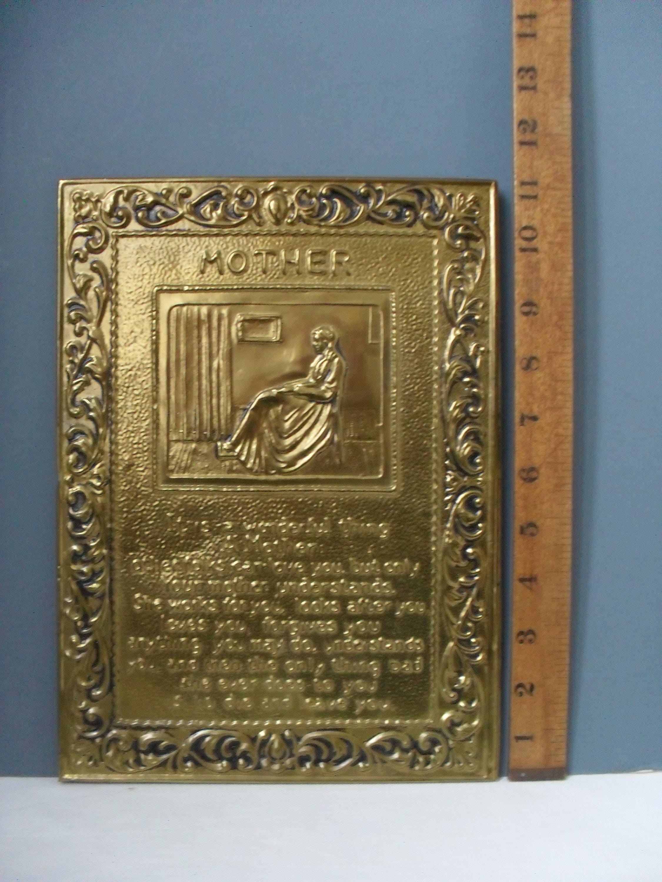 Vintage Brass 'Mother' Plaque Kitsch Brass Plaque GIFT Etsy