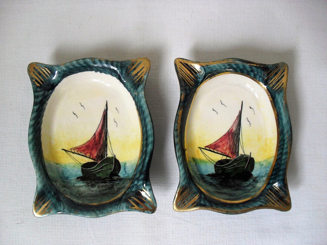 Art Nouveau ASHTRAYS Sailing Boat Ash Trays PAIR ANTIQUE Etsy UK