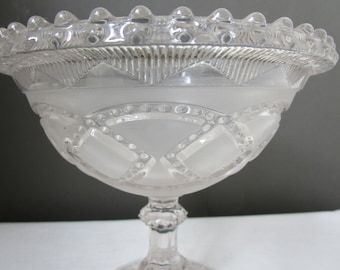 ANTIQUE Victorian Pressed and Etched Glass Comport Dish Footed Glass Dish REGISTERED DESIGN June 1867 Antique Glass Sweet or Bon Bon Dish