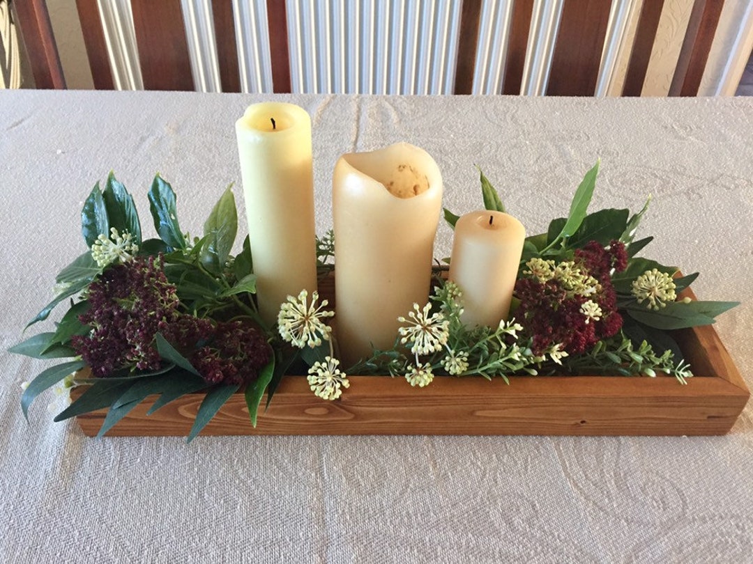 Reclaimed Wood CANDLE TRAY Handmade MEDIUM Stain & Waxed Wooden Tray