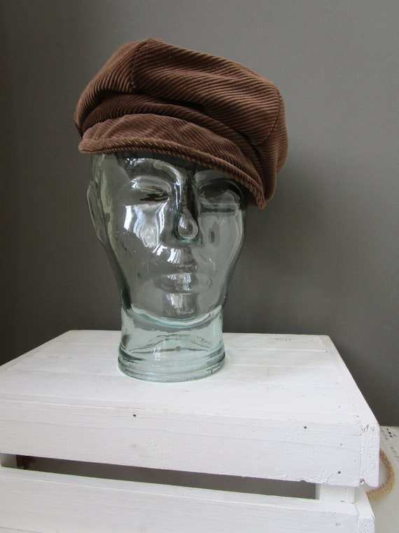 Vintage 'JACOLL HAT' Brown Corduroy Baker Boy Hat