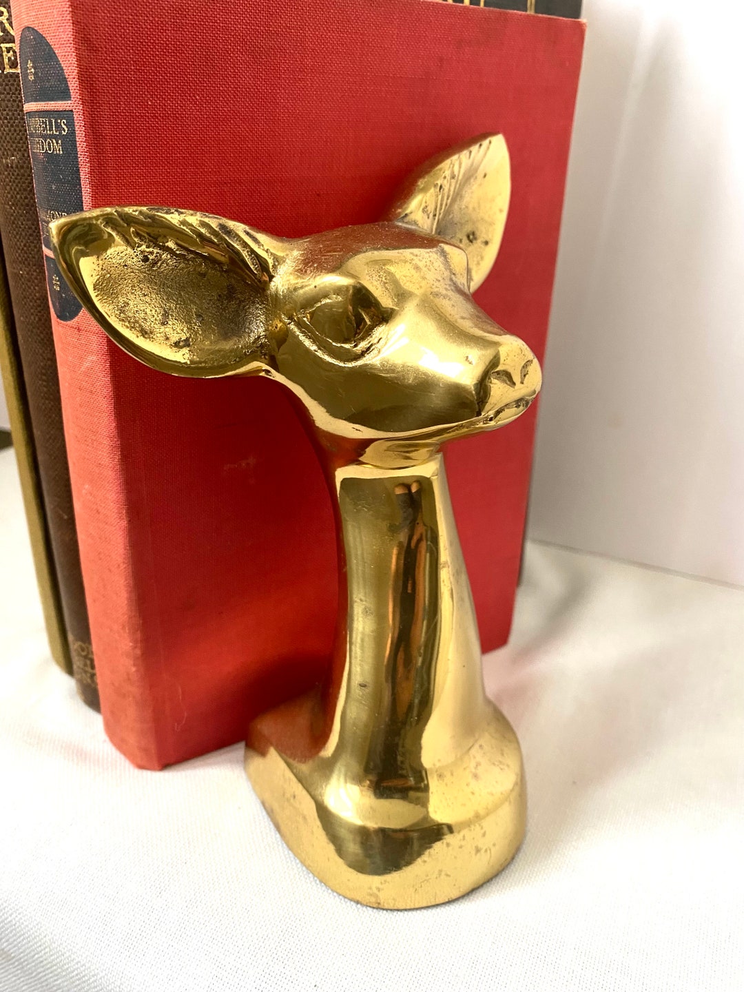Mid Century BRASS DEER BOOKENDS Heavy Brass Animal Book Ends Etsy UK