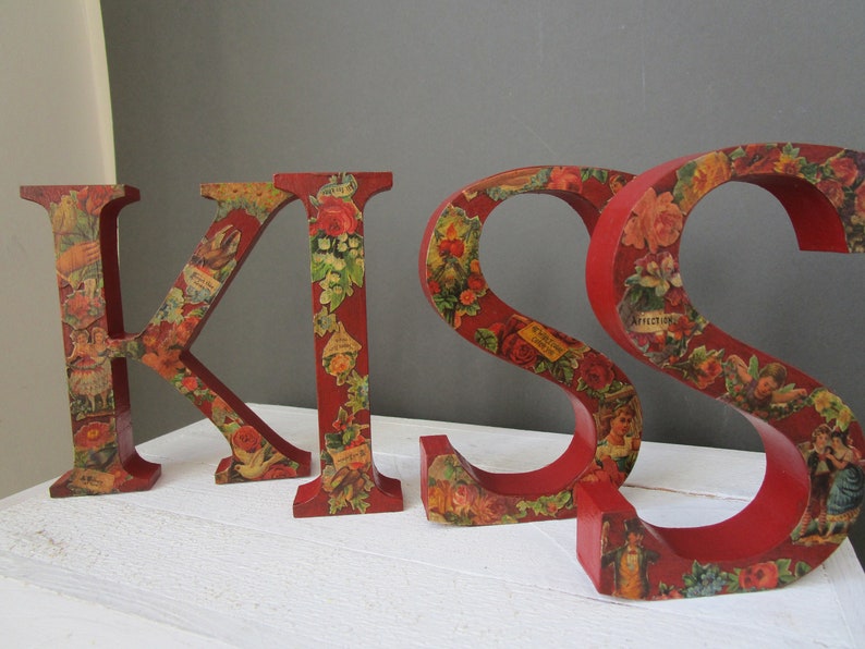 DECORATIVE Letters KISS Hand Painted Letters Etsy UK