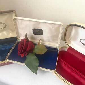 Mid Century Travel Jewellery Boxes Vintage RETRO Accessory Hinged & Lined Travel Organizer Box KIGU Trinket Box Faux Leather/Fabric GIFT