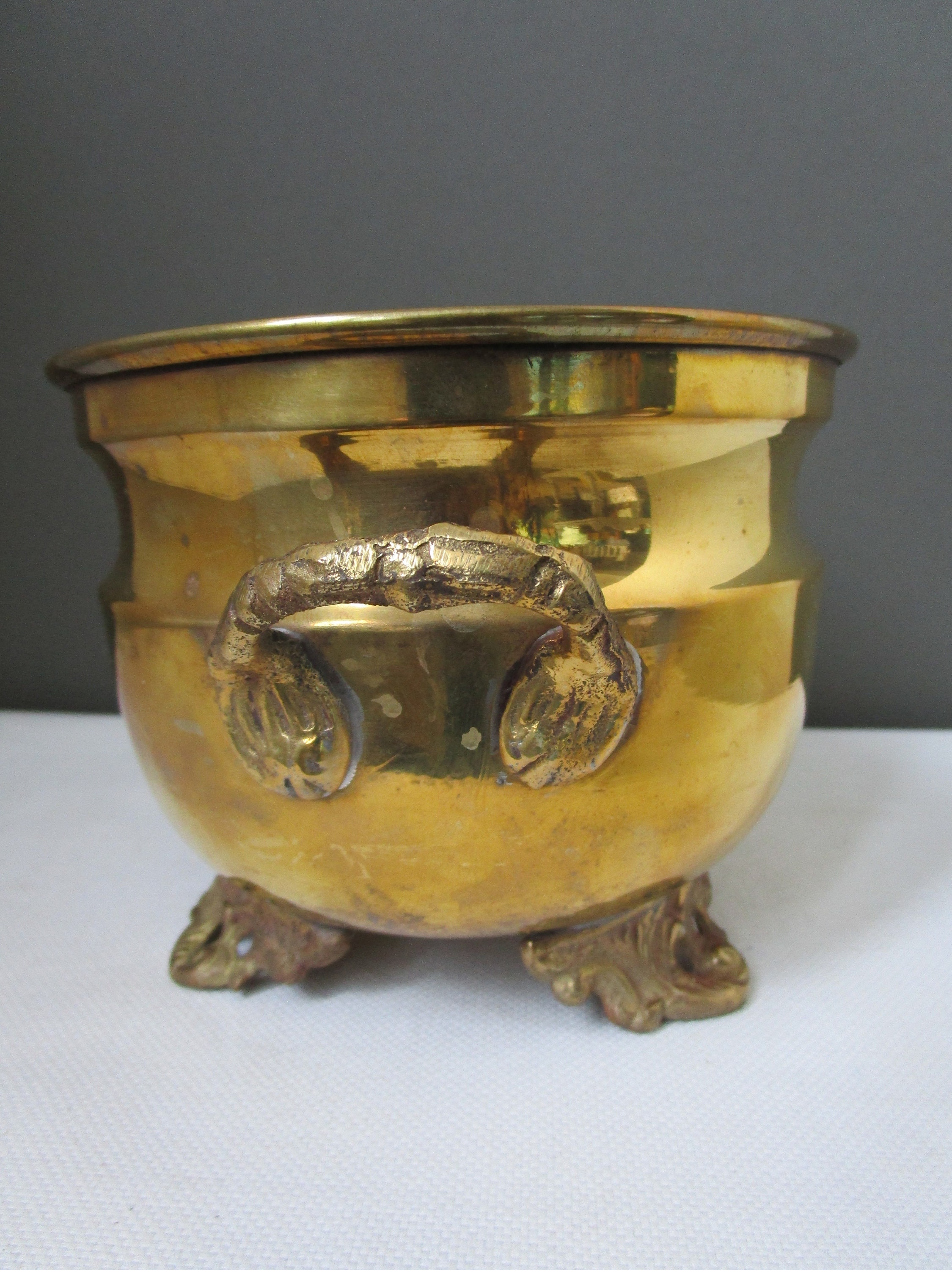 RETRO 70s BRASS Planter Cauldron Style Footed Planter Two - Etsy UK