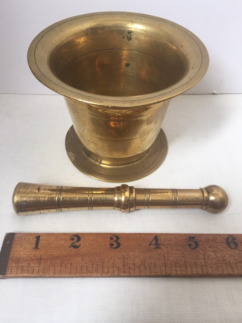 Antique Brass Mortar & Pestle Brass APOTHECARY or Herb and Etsy