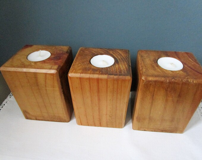 CANDLE Holders Rustic WOOD BLOCK Candle Holder Reclaimed Wood Etsy UK