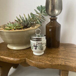 ROYAL WORCESTER Egg Coddler Single Egg Size  Vintage Floral 'LAVINIA' Egg Coddler 1980s Made in England Collectible Porcelain & Chrome