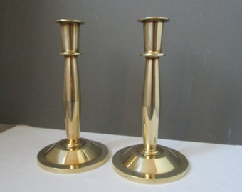 Substantial Brass CANDLESTICKS Vintage Brass Candleholders Candlestick Holders Classic Brass Candle Holders PAIR Brass Candlesticks