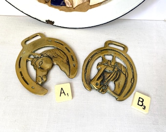 Traditional Antique Horse Brass HORSE/HORSESHOE Decorative Collectible Brass Horse Decor Vintage Pub Decor Wall Hanging English Shire Horse