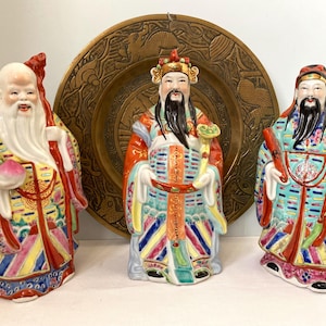 ヴィンテージ中国製置物セット 幸運・繁栄・長寿の神様 3体セット 