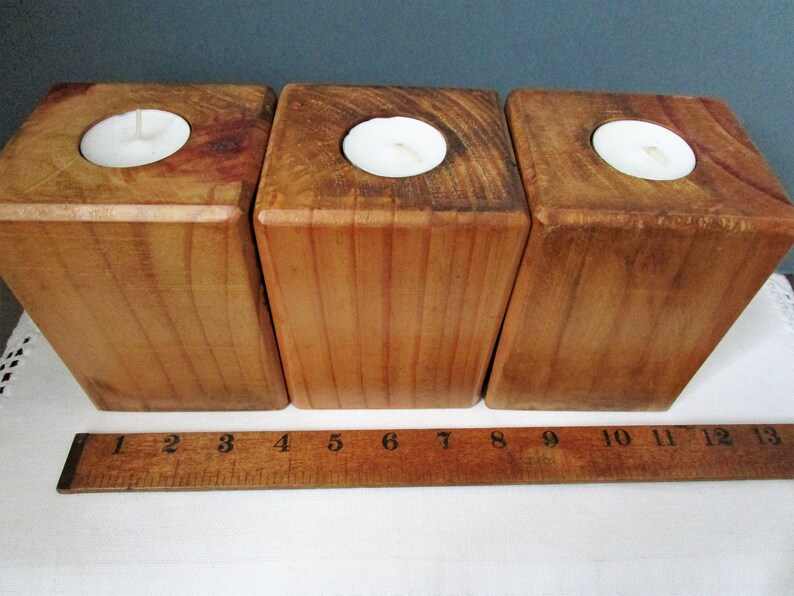 CANDLE Holders Rustic WOOD BLOCK Candle Holder Reclaimed Wood Etsy