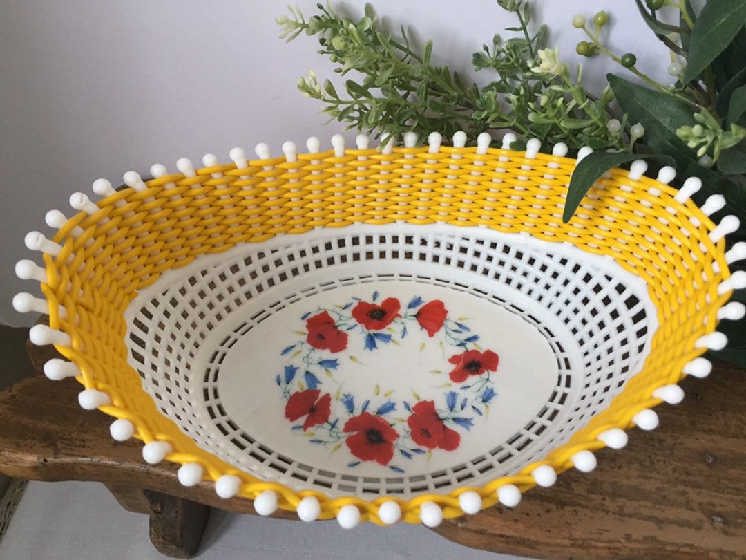vintage-plastic-basket-poppies-design-fruit-basket-snacks-bowl-etsy