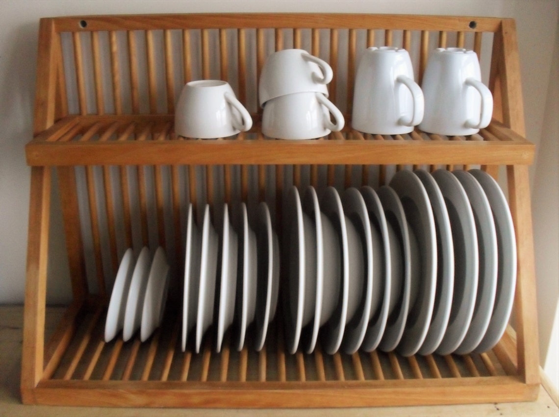 RESERVED FOR A.Oak Plate Rack Vintage Wooden Plate Storage Etsy