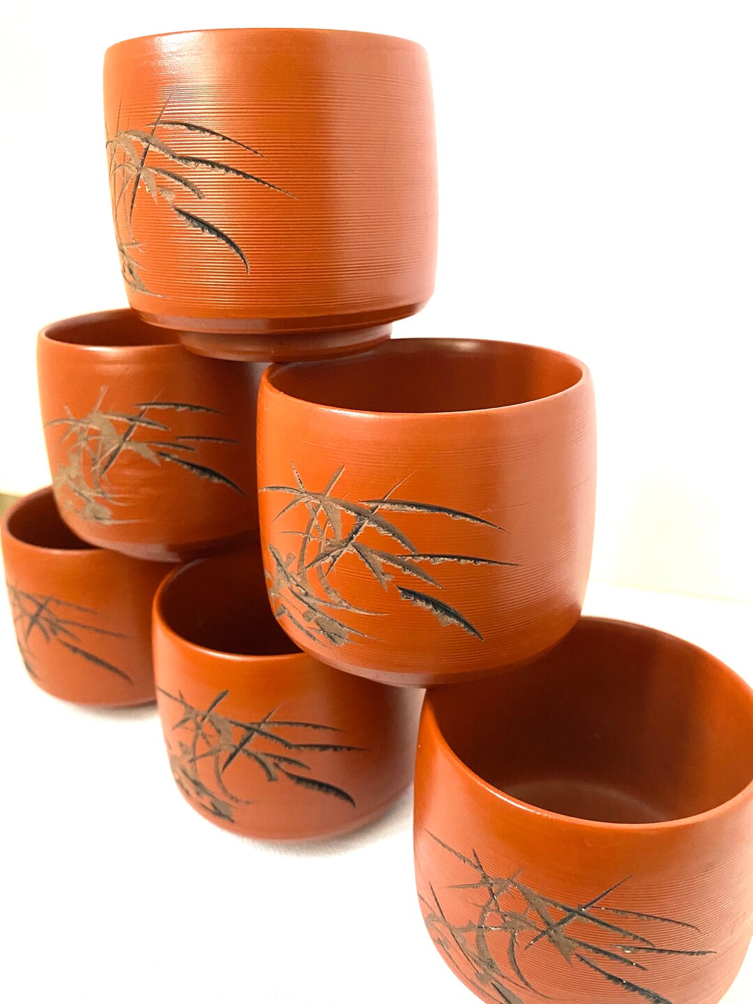 Mid Century JAPANESE Guinomi Large SAKE Cups Debossed Red Clay Etsy UK