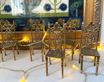 Small BRASS CHAIRS Decorative Brass Throne Mantle Décor