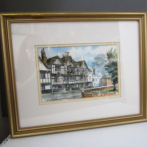 Vintage PRINT From Original WATERCOLOUR by Martin Goode Ye Olde King's Head CHIGWELL Essex Framed Numbered Print Essex Pub Vintage WallDecor