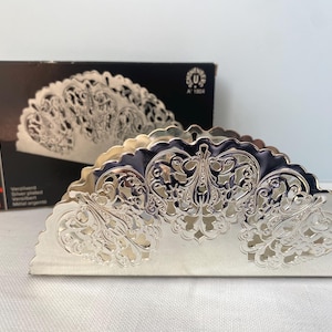 Vintage Dutch Silver Plated NAPKIN HOLDER Boxed Serviette Holder SCHONENBERG Made in Holland