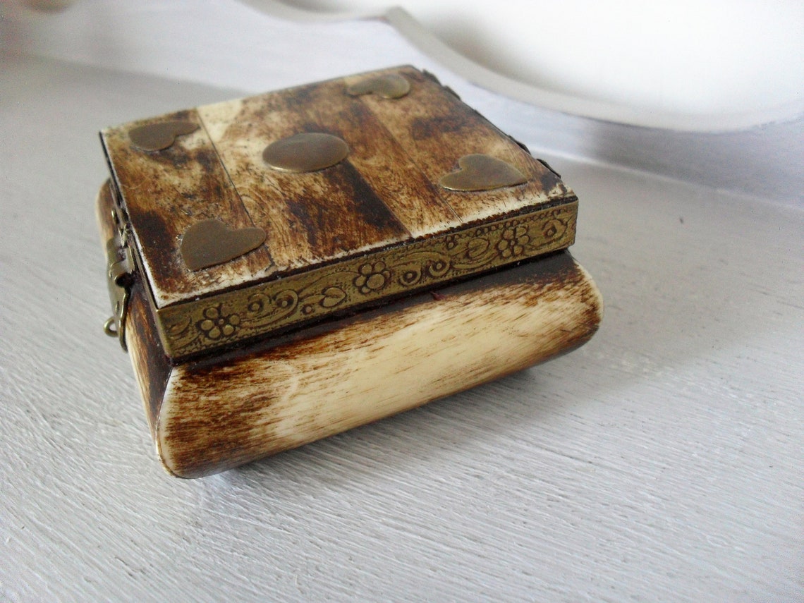 Vintage Brass & Bone Trinket Box Boho 70s Ring Box Jewelry Box Etsy UK
