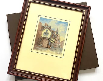 Cash's 'Memories' BOXED Woven Silk Picture 'BAYLEY LANE' Medieval Guildhouse Coventry 70s Wall Decor Wooden Frame Made in England