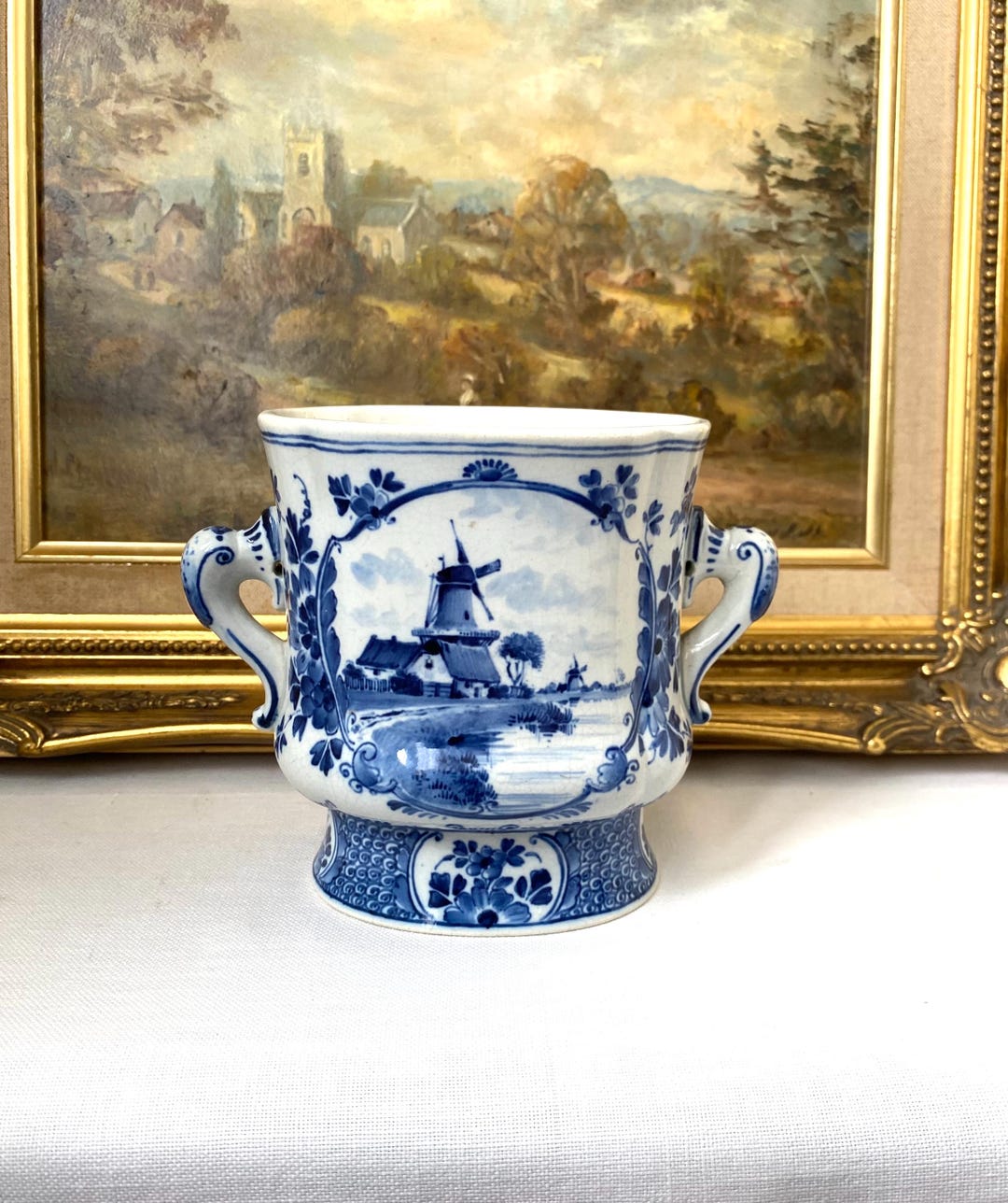 Thooft ANTIQUE Joost Thooft & Labouchere Twin Handled Mantle Vase Handpainted ...