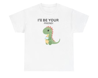 Unisex Heavy Cotton Tee, Womens Cute Tee, Dino tee, Fun Tee, Friends T-shirt, Best friends, Friends Gift