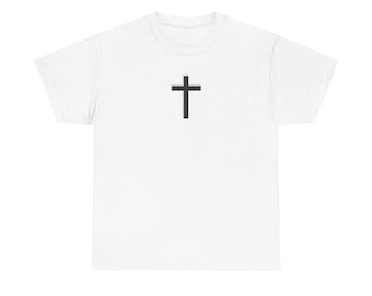 Unisex Heavy Cotton Tee, Cross, Church Tee, Cross Tee shirt, Spiritual, Pray