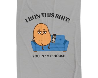 Velveteen Plush Blanket, Funny Husband Teasing Wife Couch Blanket, Humorus Throw Blanket, Cozy Living Room Decor, Housewarming Gift, Lazy