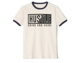 Unisex Cotton Ringer T-Shirt, retro shirt, Motivational, cool vibe, hustler, shine, workout, gym tee, comfort tee, lounge wear, cool tee