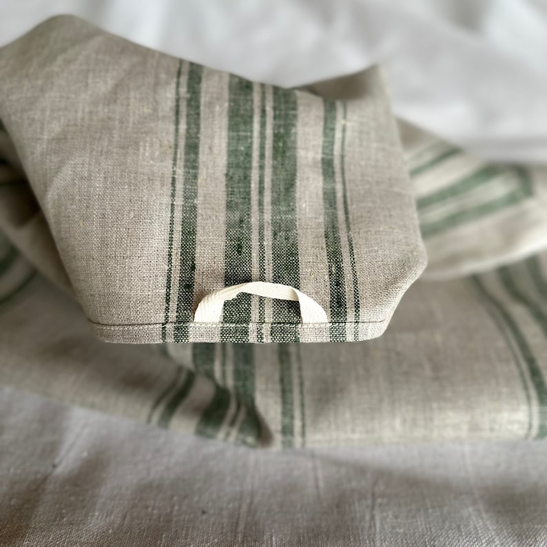Rustic Cottage Striped Linen Tea Towel, French Style Dish Towel, Linen Kitchen Towel