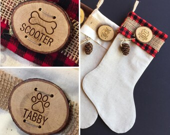 Dog Christmas Stocking Dog Bone Christmas Stockings Bone Tag Paw Tag Pet Christmas Stocking Pet Stocking Cat Christmas Stocking Plaid