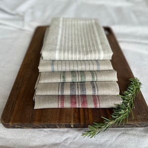 Modern Rustic Linen Tea Towel, French Striped Kitchen Towel, Linen Dish Towel