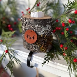 Holiday Stocking Holder, Mantle Stocking Tealight Holder, Shelf Stocking Holder, Rustic Christmas Stocking Holder