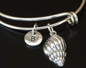 Sea Shell Bangle Bracelet, Adjustable Expandable Bangle Bracelet, Sea Shell Charm, Sea Shell Pendant, Sea Shell Jewelry, Seashell Bracelet