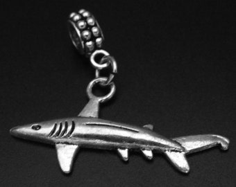 Silver SHARK TOOTH Dangle Bead CHARM fits EUROPEAN Bracelet *NEW*