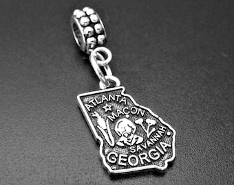 Georgia State Charm 925 Sterling Silver Tiny Outline Peach Atlanta Savannah Georgia State Charm 925 Sterling Silver Tiny Outline Peach Atlanta Savannah