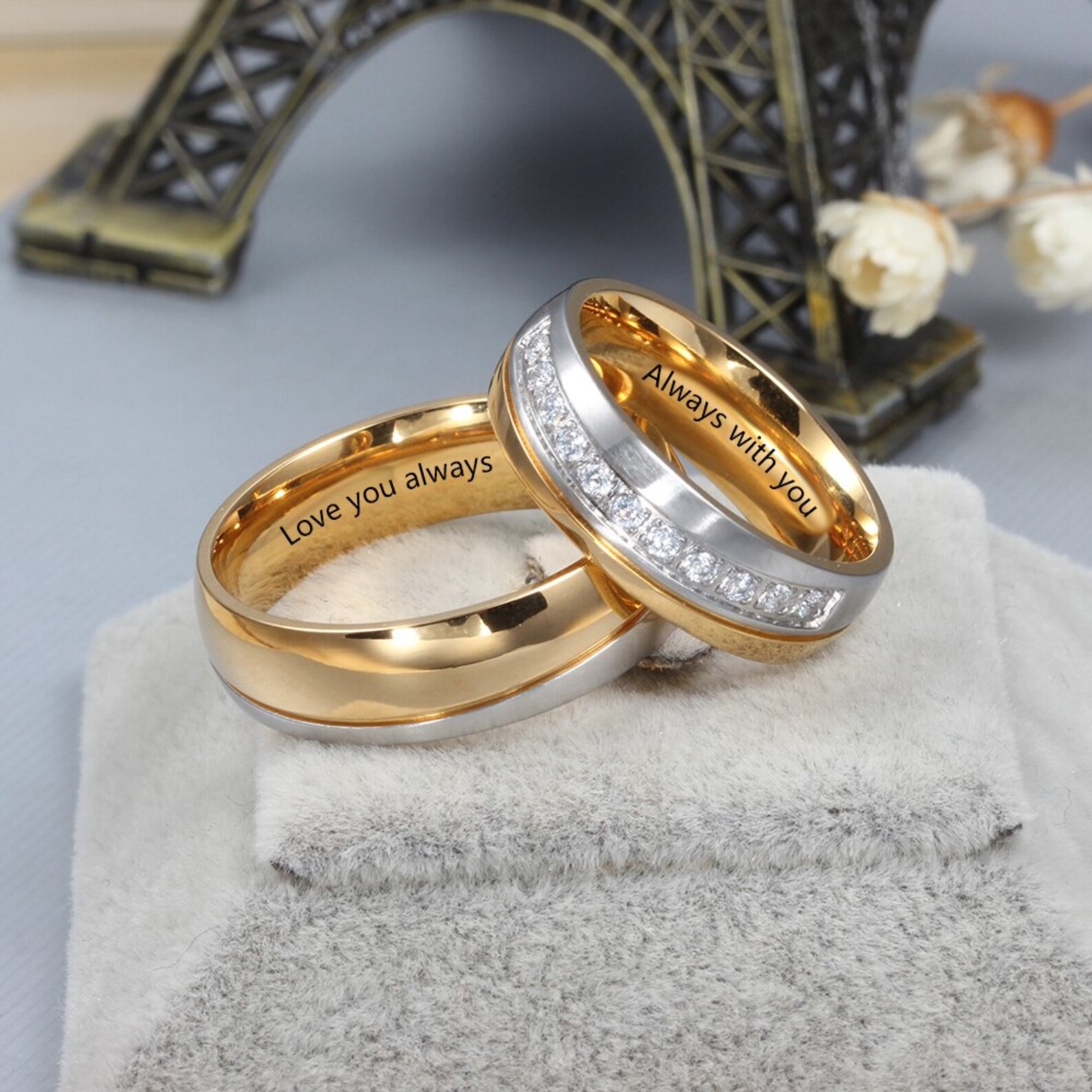 Personalized Engraved Couples Ring Set His and Her Ring Set Etsy UK