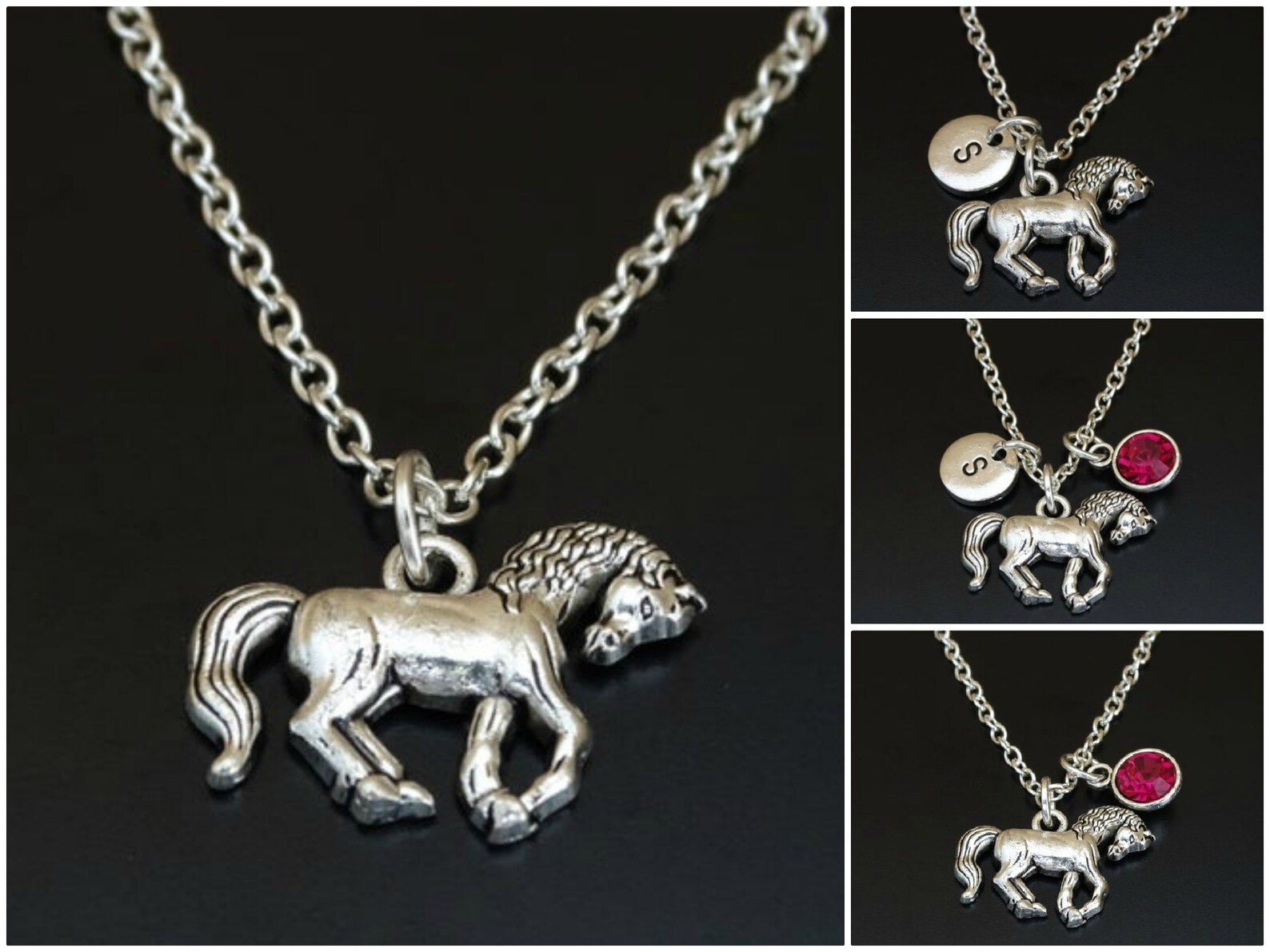 Horse Necklace Silver Horse Charm Necklace Horse Charm Etsy