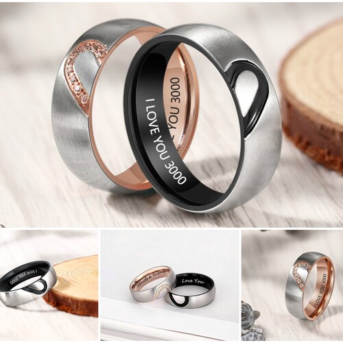 Couples Engraved Rings Couples Rings His & Her Ring Set Etsy