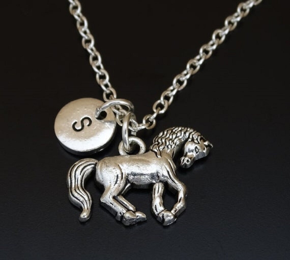 Horse Necklace Silver Horse Charm Necklace Horse Charm Etsy