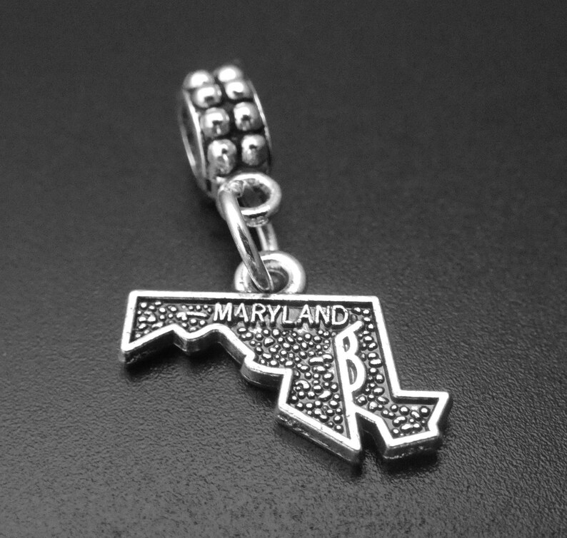 State of Maryland Charm Maryland Bracelet Maryland Bead Charm Maryland Dangle Charm Maryland Charm fits European and Brand Bracelets