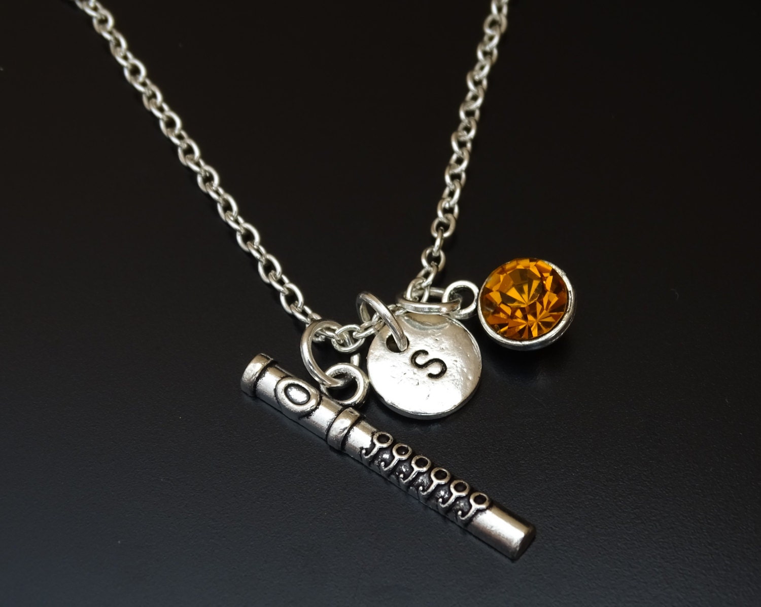 Flute Necklace Flute Jewelry Flute Charm Flute Pendant Etsy