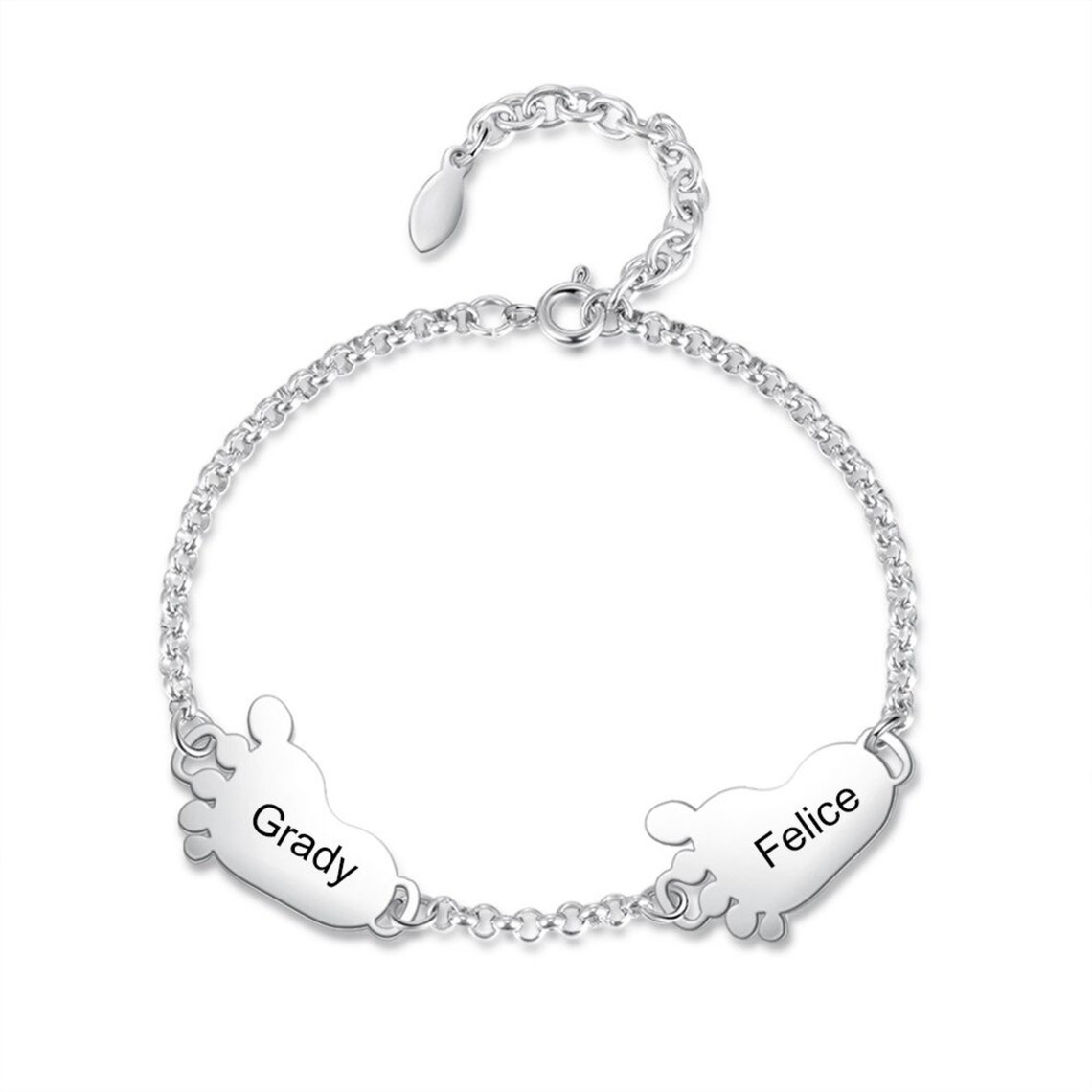 Personalized Engraved Baby Feet Bracelet with Names Custom Etsy