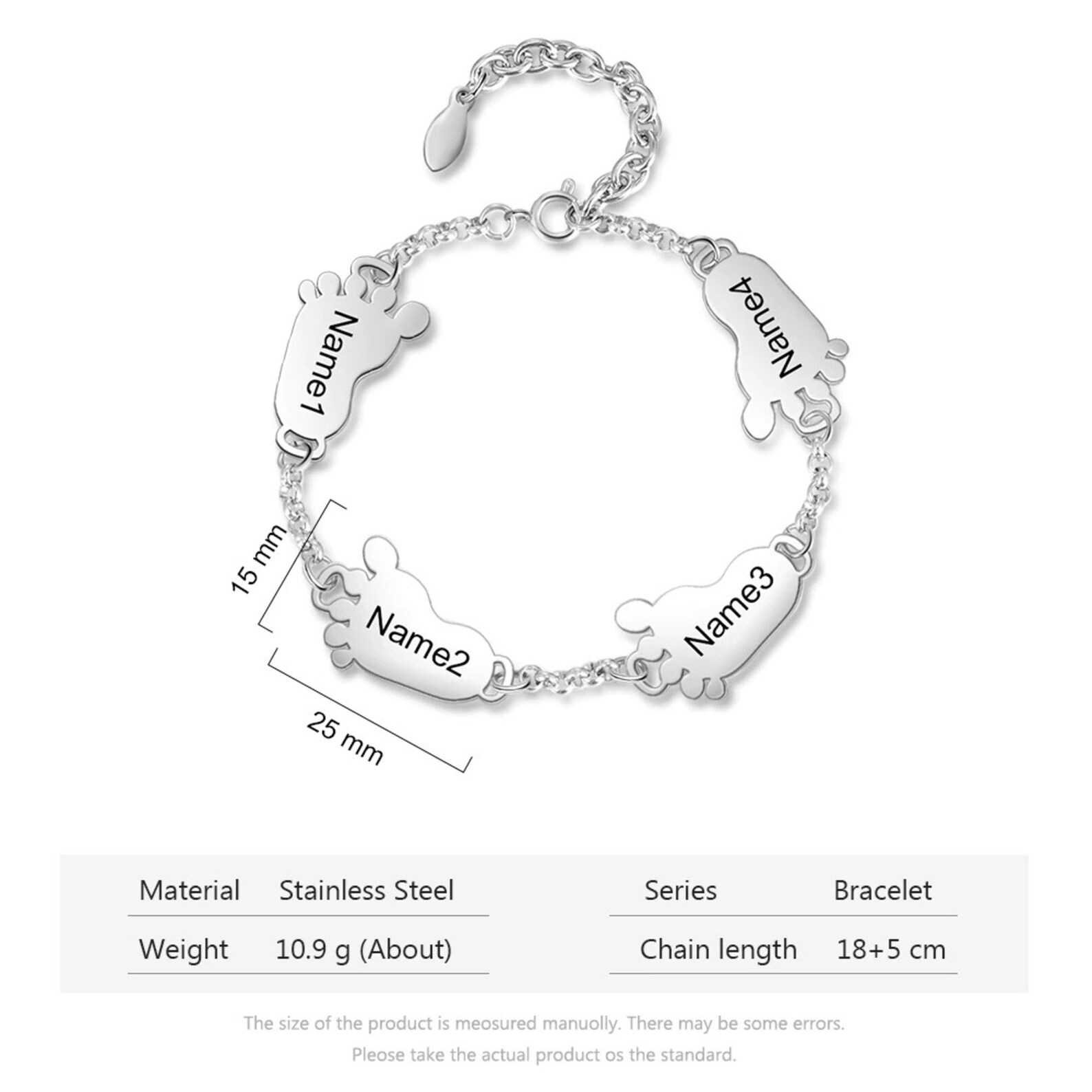 Personalized Engraved Baby Feet Bracelet with Names Custom Etsy