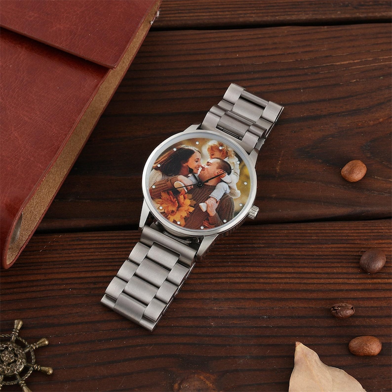 Photo Wrist Watches Bands Straps Mens, Personalized Engraved Stainless Steel Watch for Him, Anniversary Birthday Christmas Gift Fathers Day image 6