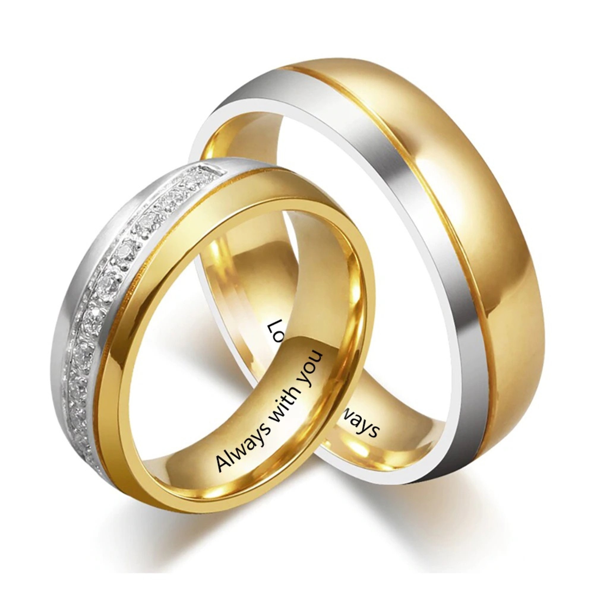 Personalized Engraved Couples Ring Set His and Her Ring Set Etsy